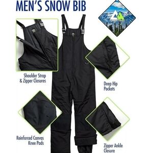 Men's Arctic Hero Insulated Waterproof Snow Bibs  Size XL NWT Black